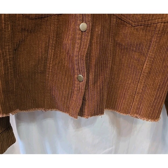 Blue B Women's Shacket Jacket Corduroy W/Sherpa Top Brown Rough Hem Sz L‎ Button - Picture 5 of 16